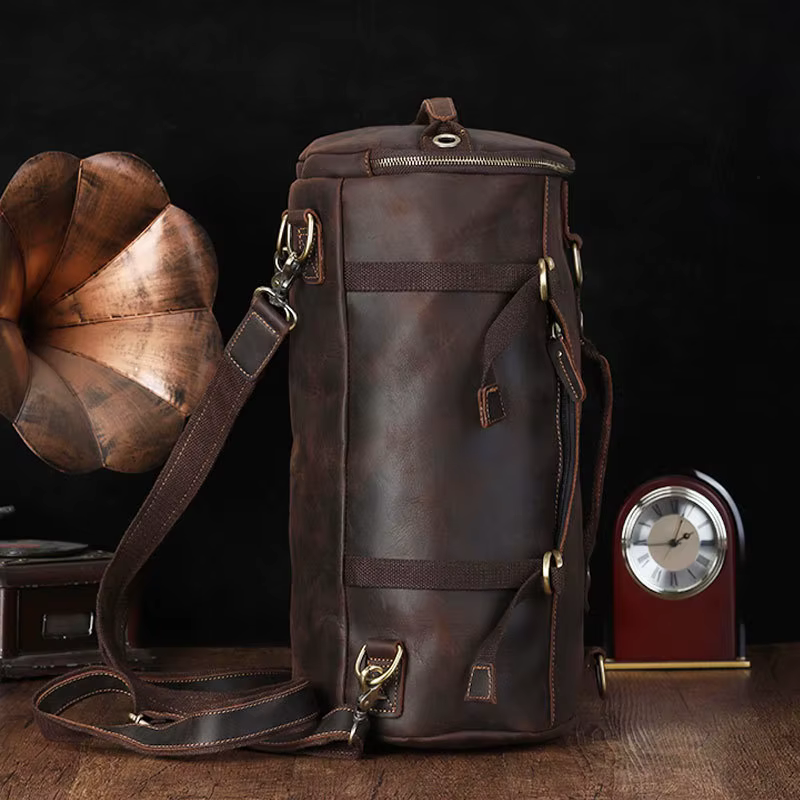 Luufan Design Unique sac à dos en cuir pour hommes Vintage Crazy Horse cuir seau sac à dos grand hom