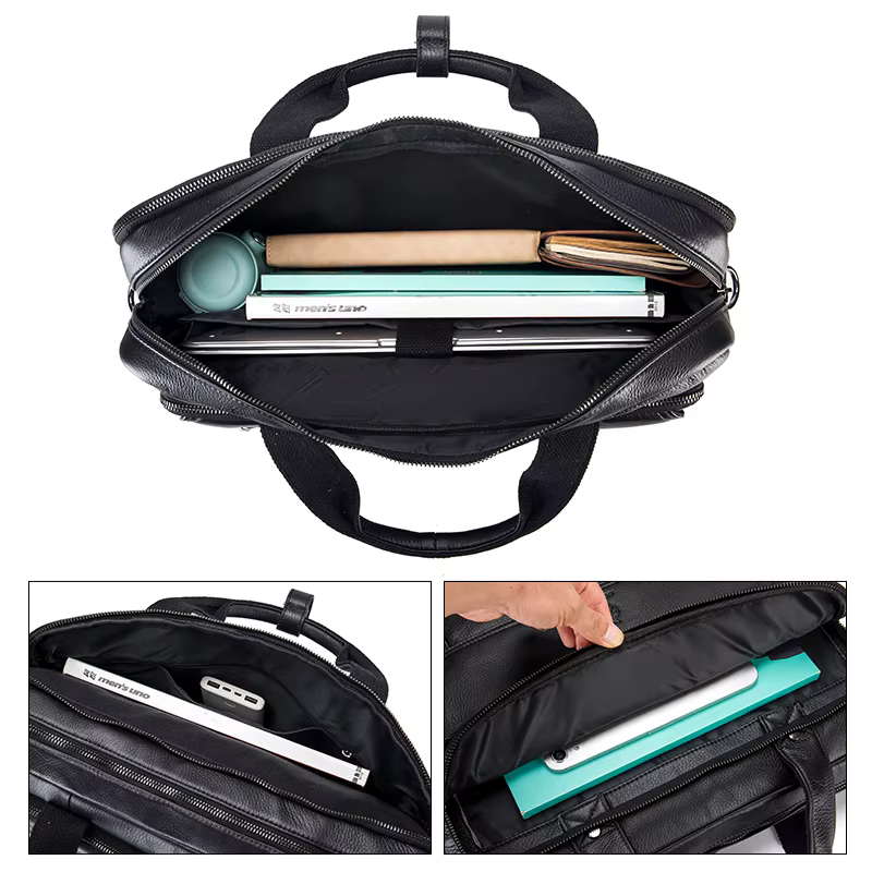 SCHLATUM porte-documents en cuir véritable dur pour hommes 16 pouces bureau affaires ordinateur sac