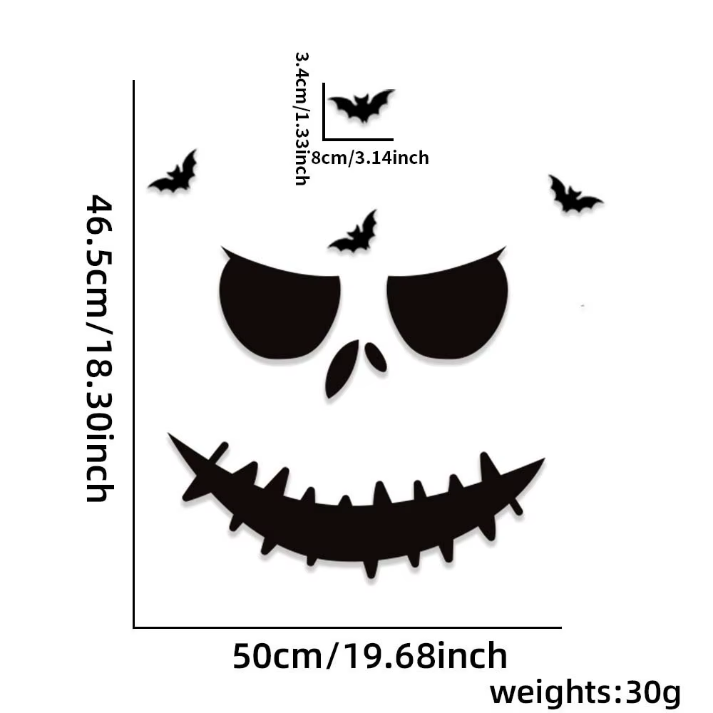 Autocollants de décoration d'Halloween pour portes et fenêtres, pour fête à domicile, murs, vitres, 