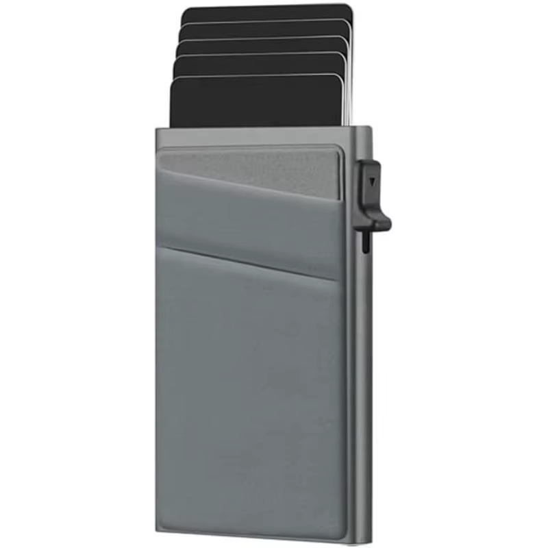Porte-cartes pour hommes Portefeuille en aluminium ultra-fin avec protection RFID et compartiment po