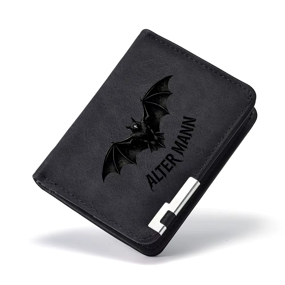 Portefeuille pour homme de haute qualité, à la mode, avec motif de chauve-souris noire, design simpl