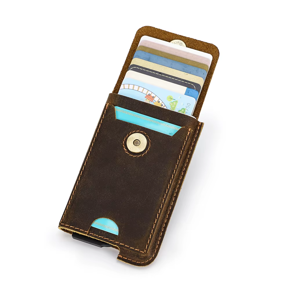 Hiram Vintage en cuir véritable RFID blocage porte-carte portefeuille pour hommes de luxe carte port