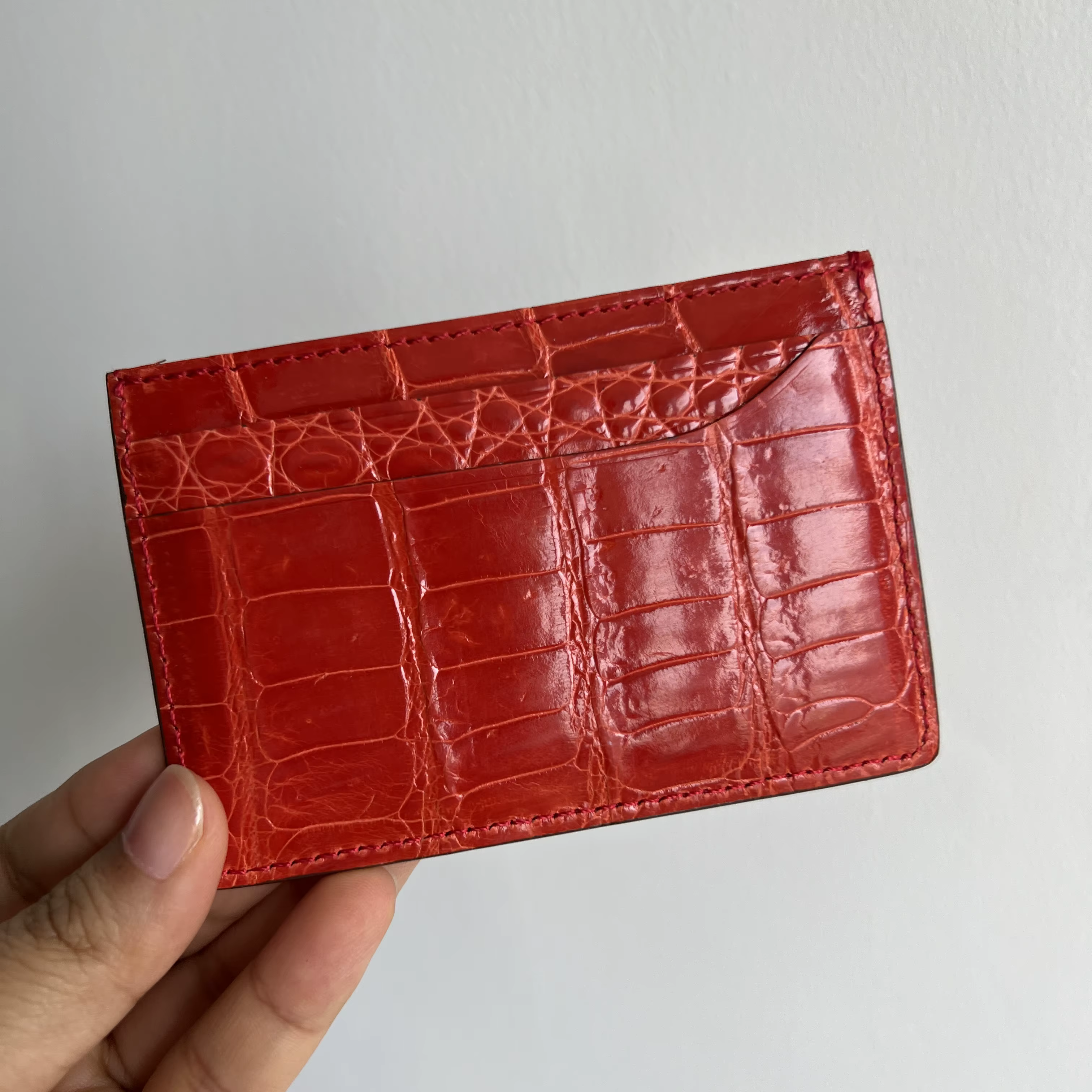 Porte-cartes en crocodile véritable pour hommes et femmes, motif de galets, luxueux, cuir véritable,