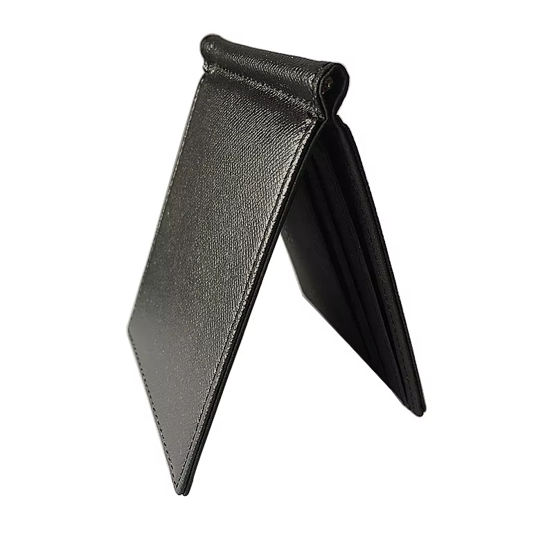 Portefeuille d'affaires pliable en cuir pour hommes, marque de luxe, célèbre carte d'identité, carte