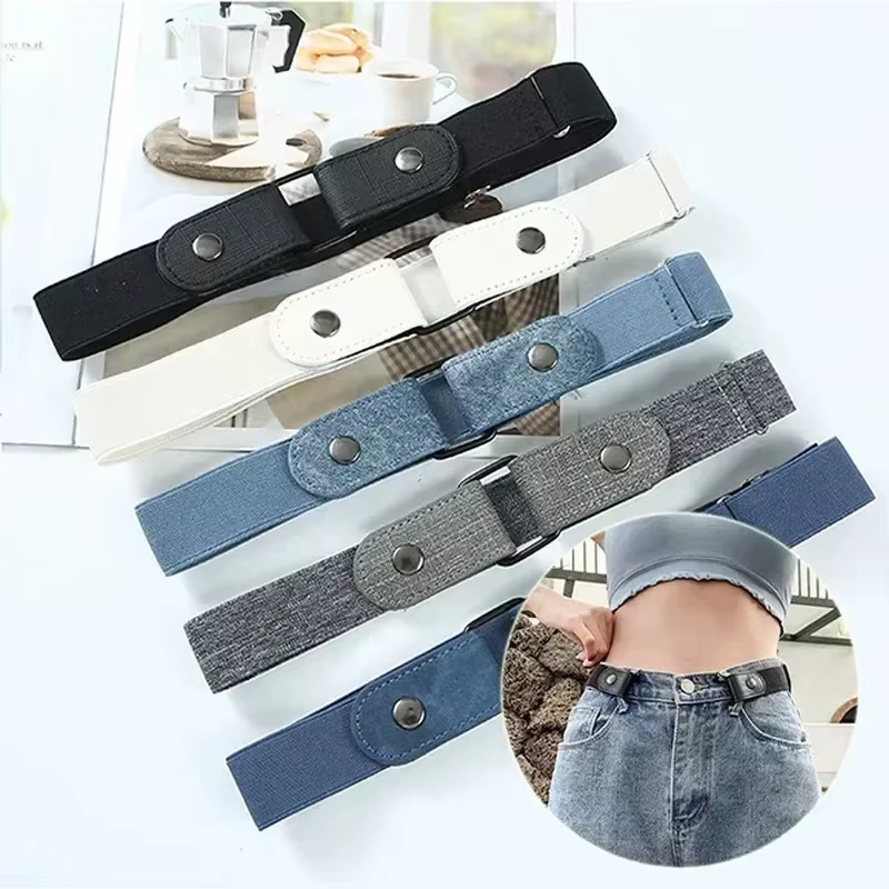 Bande de taille élastique réglable en toile, ceinture Invisible sans boucle pour femmes et hommes, p