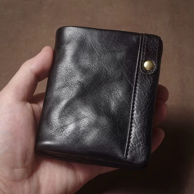 GURO rétro en cuir véritable court portefeuille hommes et femmes à deux volets pince à billets porte