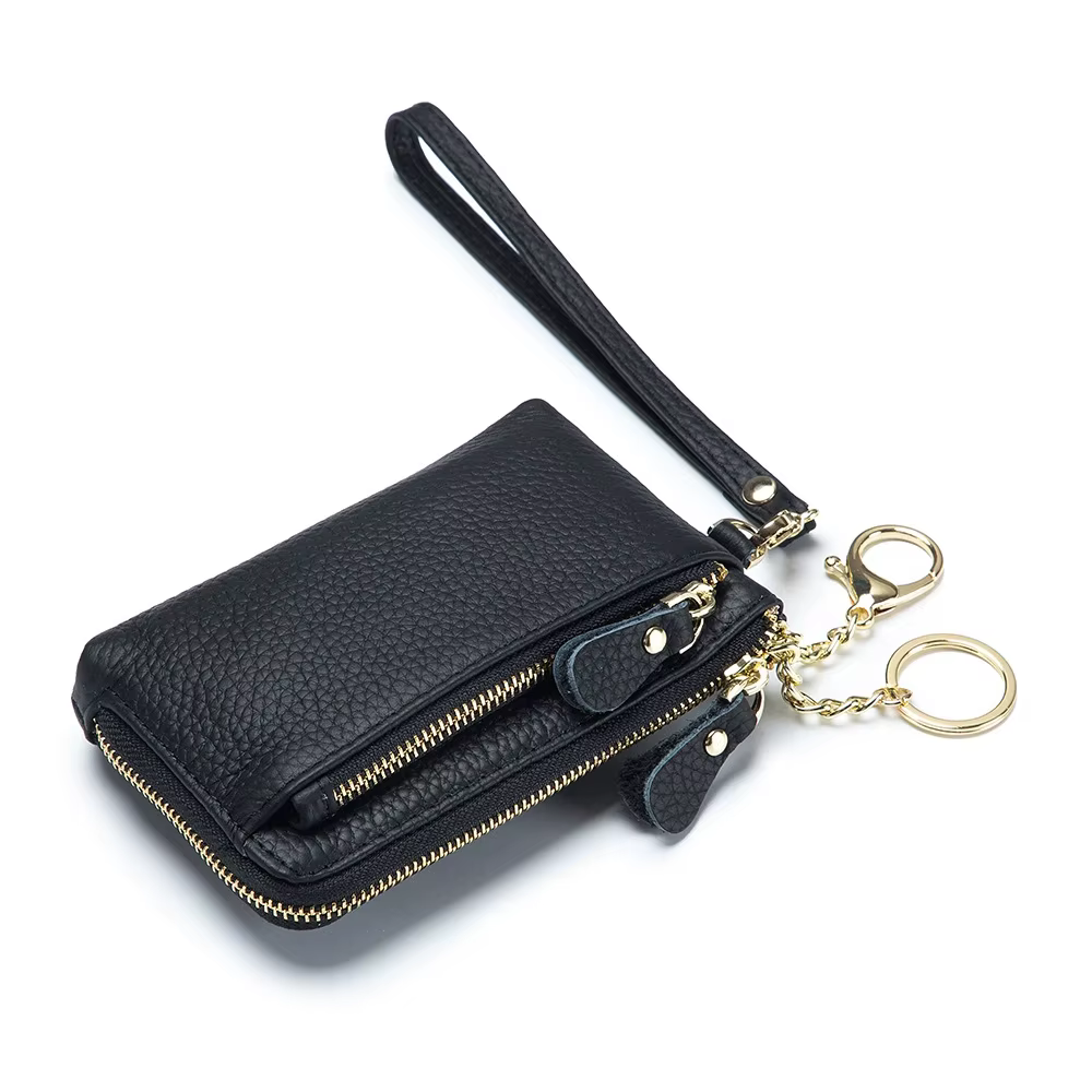 Portefeuille en cuir véritable pour femmes, porte-monnaie à fermeture éclair, multifonctionnel, gran