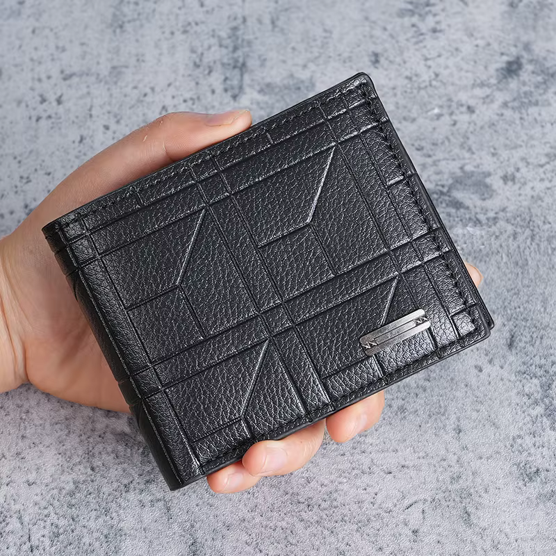 Portefeuille court à carreaux pour hommes, portefeuille souple horizontal, portefeuille multi-cartes