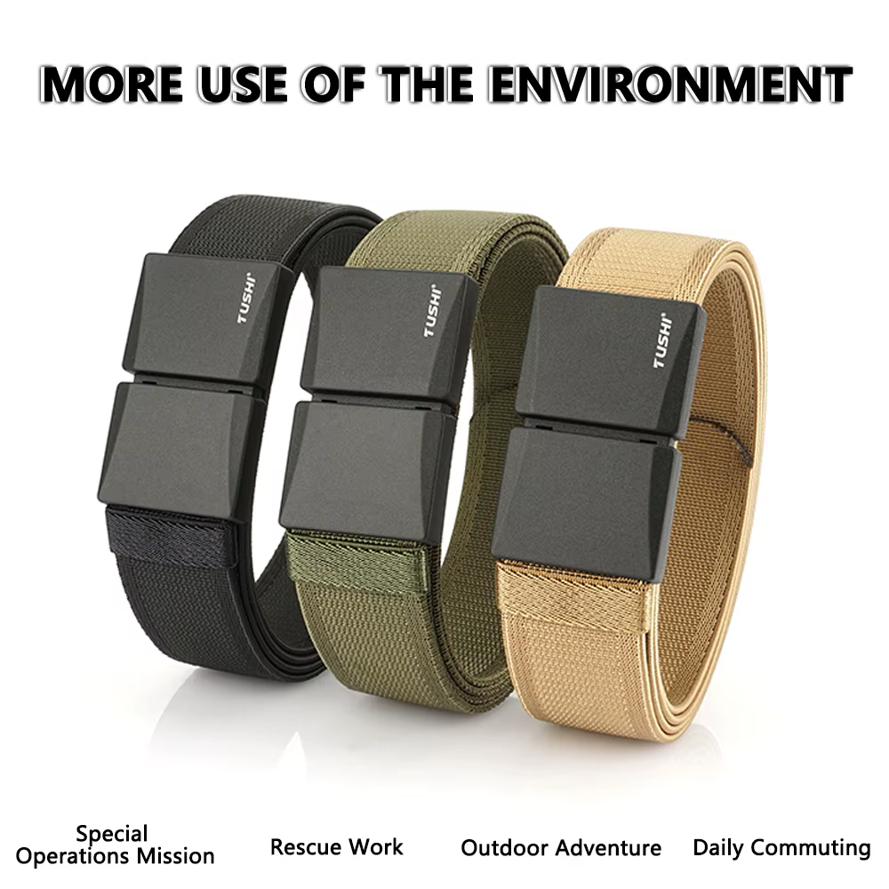 TUSHI ceinture élastique pour hommes boucle magnétique alliage boucle à dégagement rapide unisexe ce
