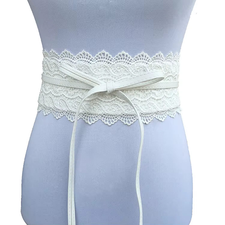 Ceinture en dentelle avec nœud pour femmes, Corset large, jupe pour robe de mariée, ceinture décorat