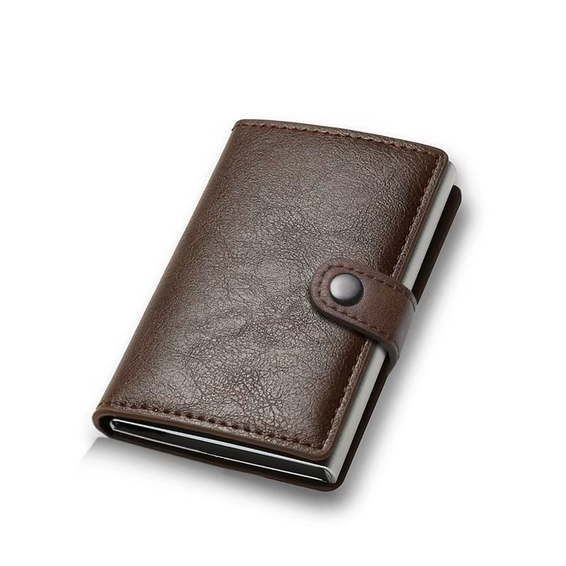 Portefeuille porte-carte de crédit en Fiber de carbone pour hommes, Rfid intelligent en métal, mince
