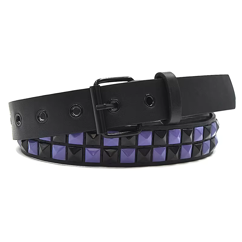 Ceinture Punk à rivets violets pour femmes, Hip Hop Y2k, accessoires pour jeans, tendance, en cuir P