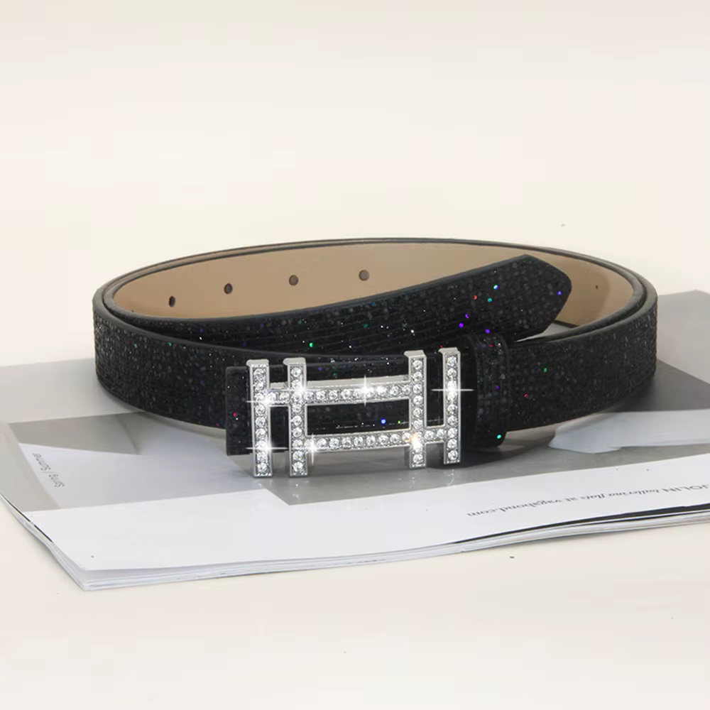 Ceinture en strass scintillants pour femmes, polyvalente, Design de marque de luxe, boucle coulissan