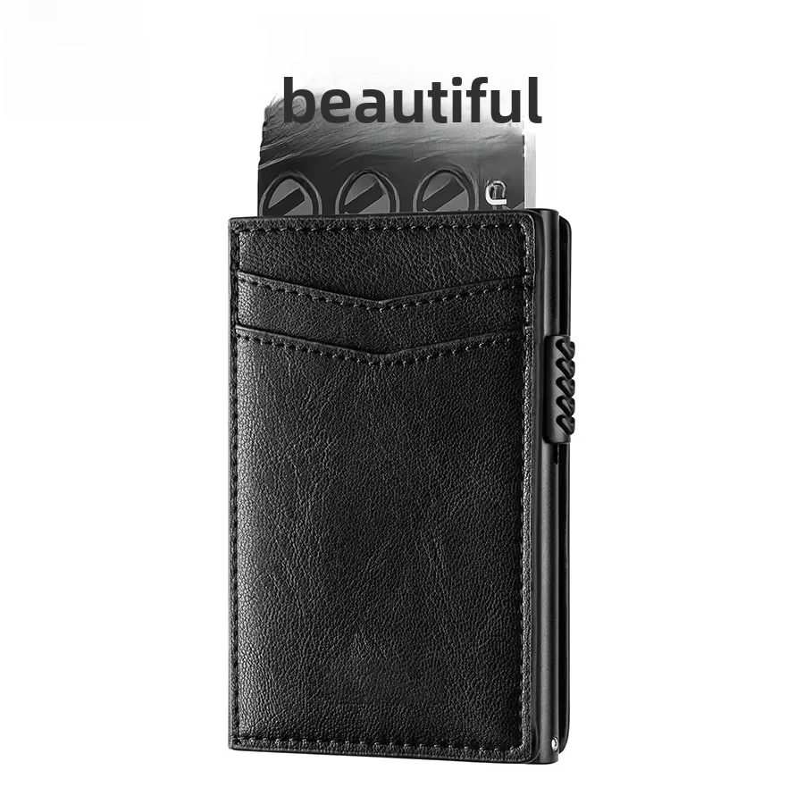 Porte-cartes en métal à ouverture latérale pour homme, ultra-fin, multi-emplacements, style européen