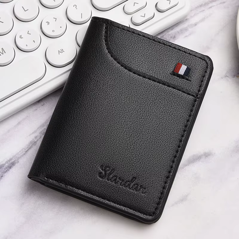 Nouveau Portefeuille Ultra Fin en Cuir PU Souple – Mini Porte-Cartes de Crédit, Porte-Monnaie Homme,