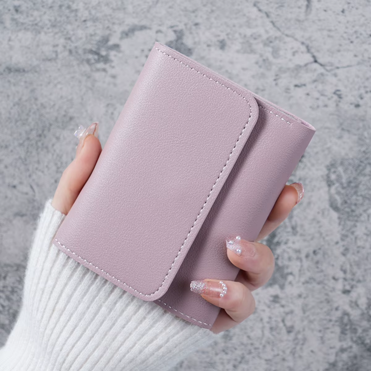 Mini portefeuille pour femme, fermeture à bouton - Porte-cartes compact et porte-monnaie, plusieurs 