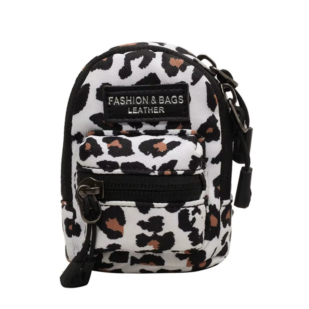 Porte-monnaie imprimé léopard avec cordon, mini sac pour écouteurs, sac bandoulière, pochette à roug