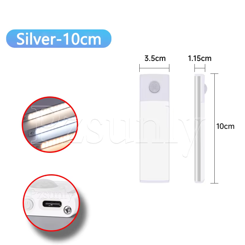 Barre lumineuse LED avec capteur de mouvement, Rechargeable par USB, veilleuse pour cuisine, garde-r