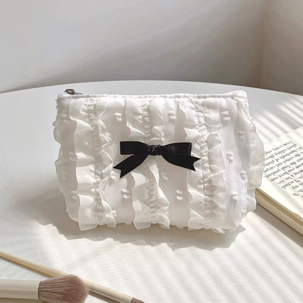 Porte-monnaie en dentelle jacquard multifonctionnel et élégant de style coréen, un sac à cosmétiques