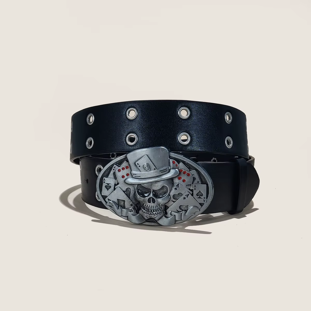 Ceinture pour hommes rétro fait vieille alliage gothique boucle ceinture circulaire Rivet femmes cei