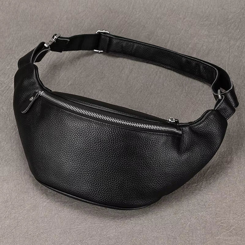 Sacs de taille en cuir véritable pour hommes, sac banane, pochette pour téléphone, Mini sac de poitr