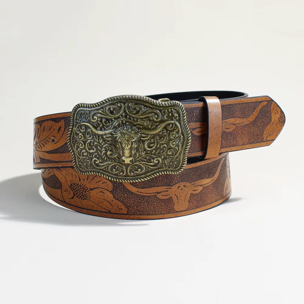 Ceinture de cowboy occidentale, ceinture à boucle pour jeans, ceinture à la mode, ceinture sculptée,