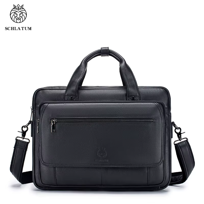 SCHLATUM porte-documents en cuir véritable dur pour hommes 16 pouces bureau affaires ordinateur sac