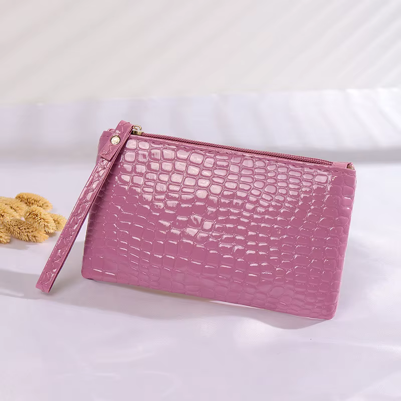 Portefeuille crocodile pour femme, porte-monnaie, petit sac de poignet, haute qualité, PU, fermeture