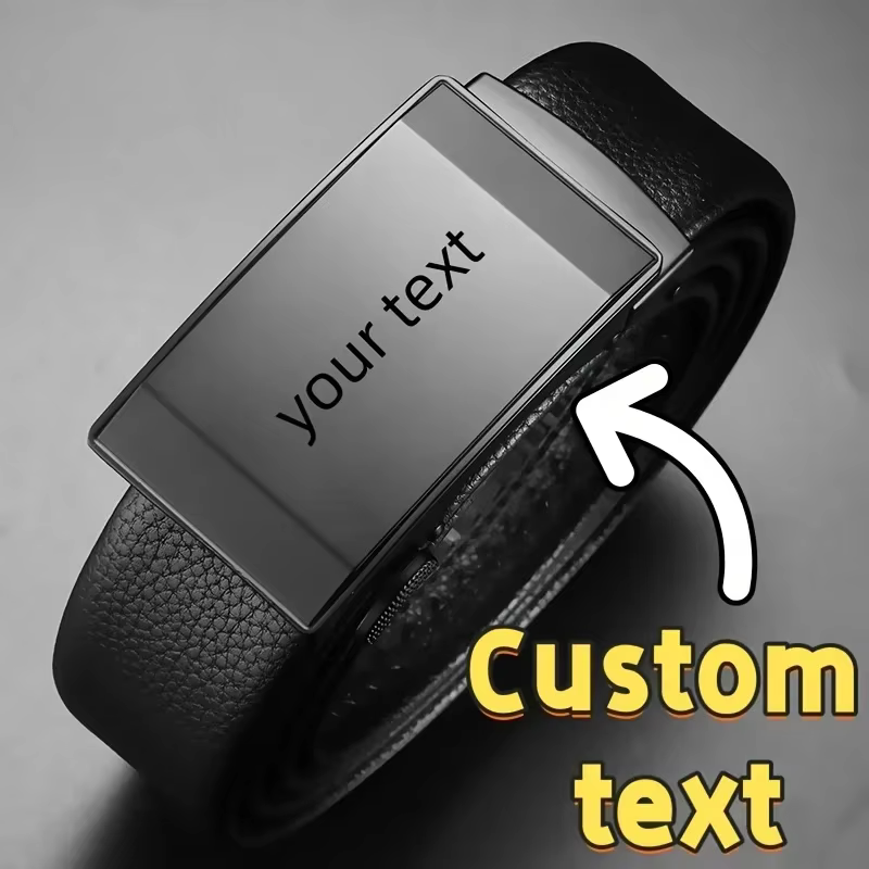 Ceinture à boucle automatique en alliage avec photo/logo personnalisé, ceinture pour hommes gravée s