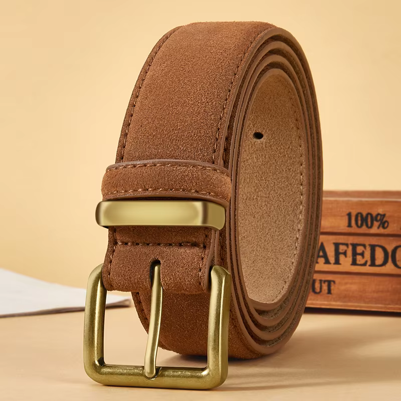Ceinture femme 3,5 cm de large, ceinture en daim. Ceinture pour hommes à boucle dorée de style rétro