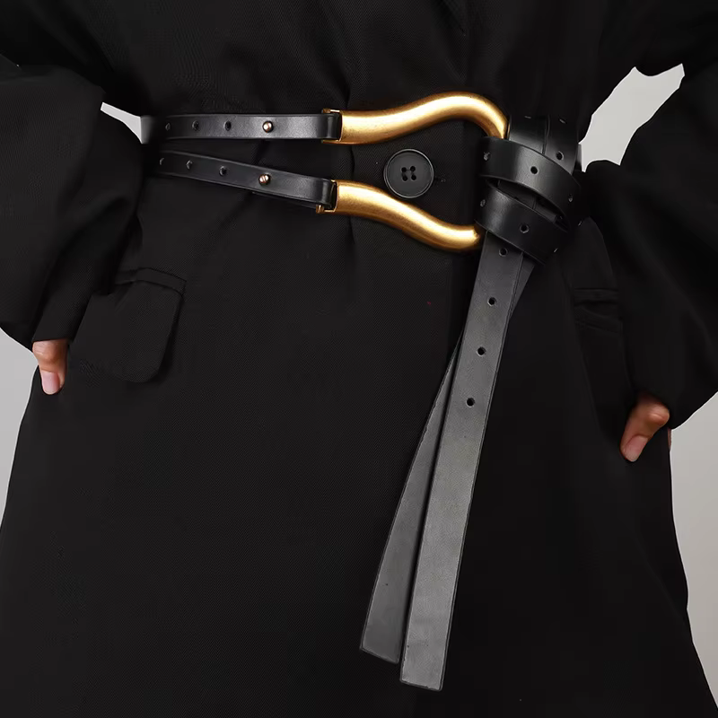 Ceinture large pour femme – Grande boucle mors de cheval, ceinture polyvalente pour robe, manteau et