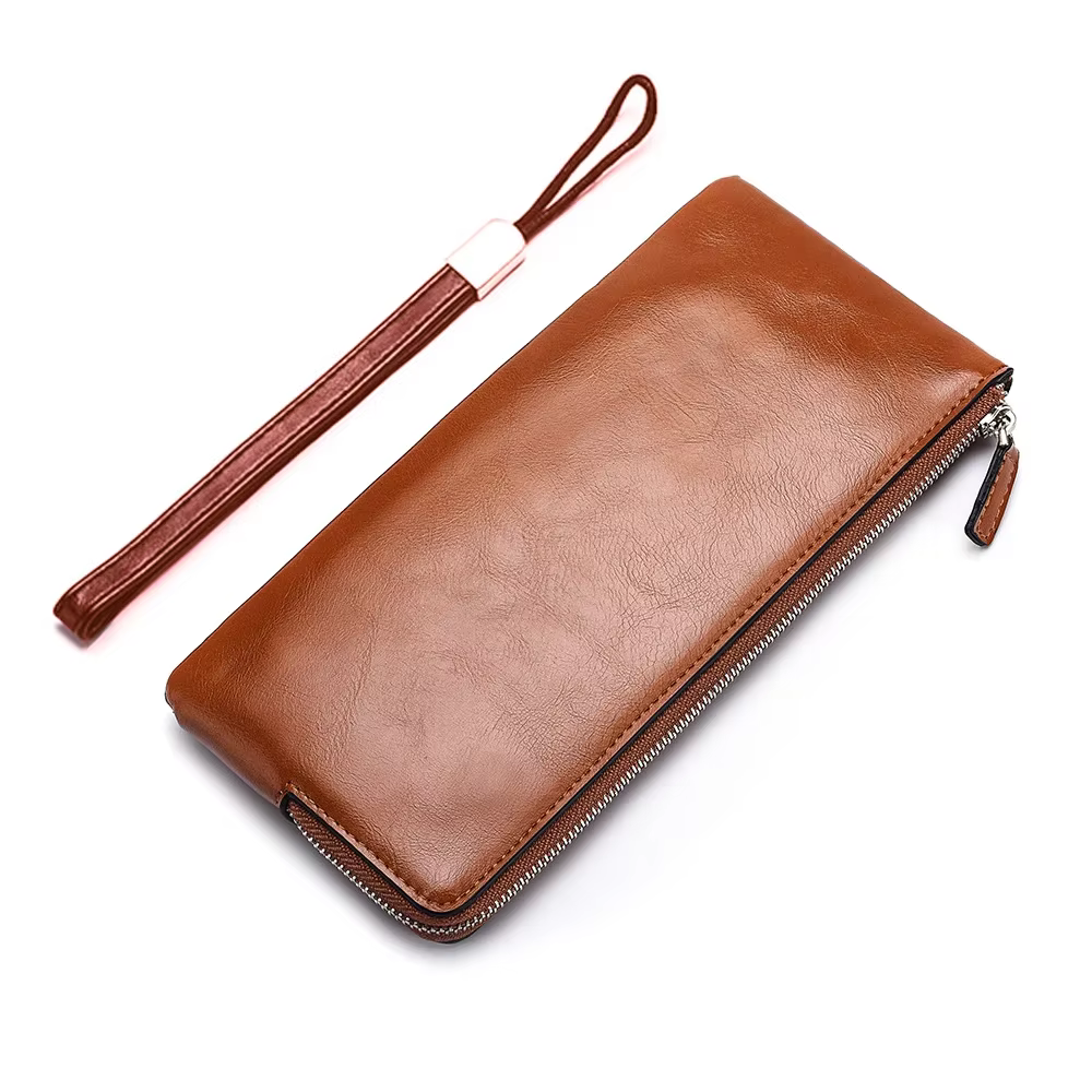 Porte-cartes classique pour hommes, style long, sac à main masculin, fermeture éclair de qualité, gr
