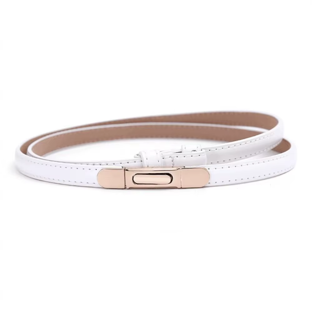Ceinture fine de luxe pour femme avec boucle à ressort, design rétro, ceinture en cuir ajustable