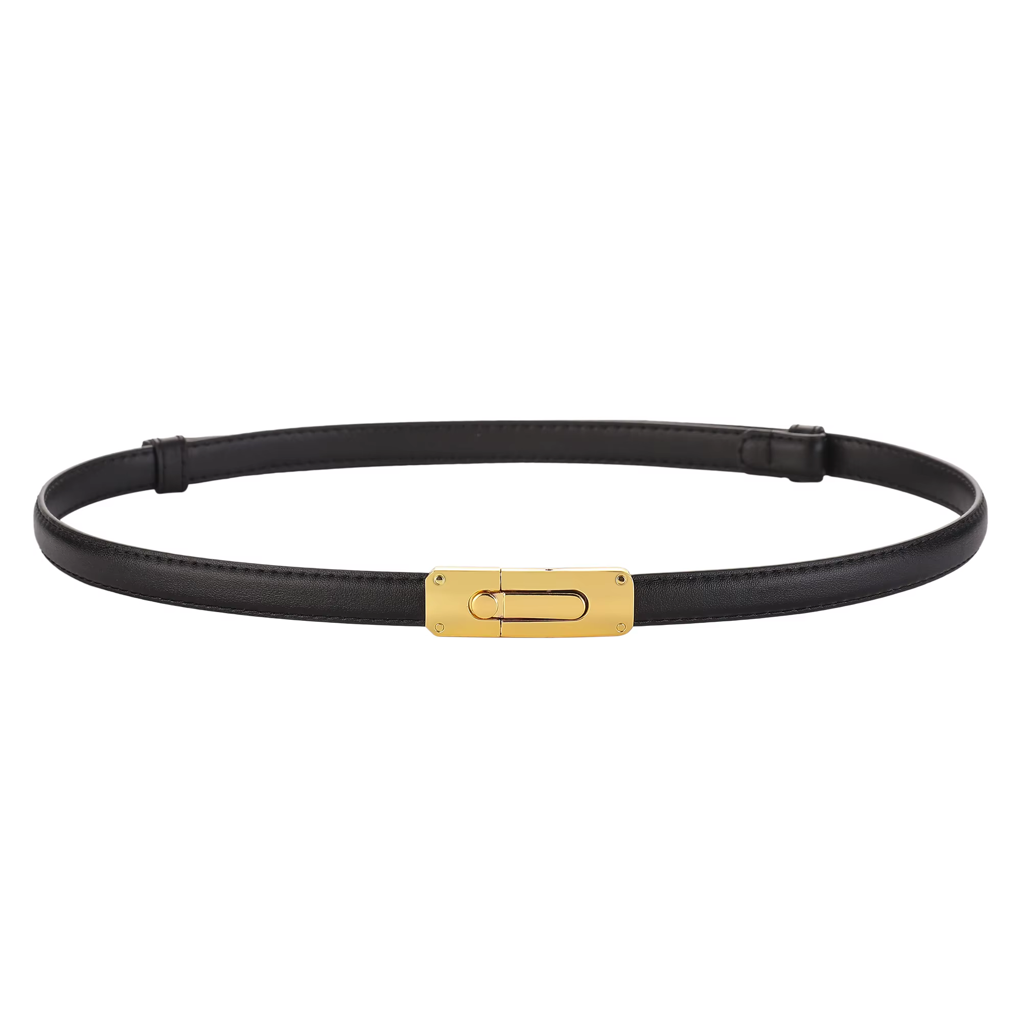 Ceinture fine et élégante de styliste pour femmes, boucle dorée de luxe, en cuir véritable, pour fil