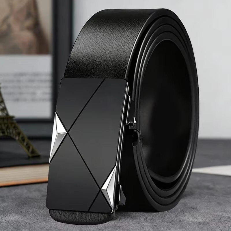 Ceinture noire à boucle automatique pour hommes, Style Business, Design minimaliste, costume/pantalo
