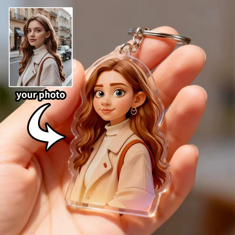 Porte-clés personnalisé avec photo, style dessin animé, adapté aux quatre saisons, décoration de cui