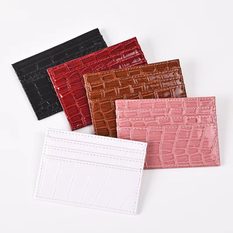 Portefeuille porte-cartes motif Crocodile en cuir Pu pour femmes, étui fin pour cartes de crédit d'a