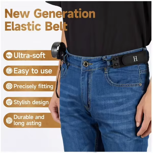 Ceinture extensible à crochet en métal unisexe fonctionnelle réglable ceinture élastique confortable