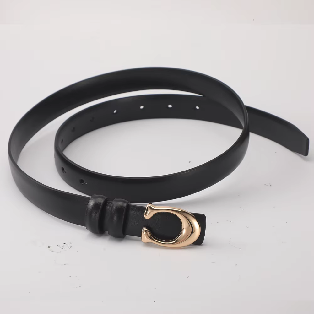 Ceinture à la mode pour femmes, haute qualité, boucle en forme de C, boucle lisse, tempérament, Doub