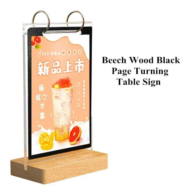 A4 210x297MM Page tournant Restaurant Menu porte-papier support Photo Photo affiche cadre bois acryl