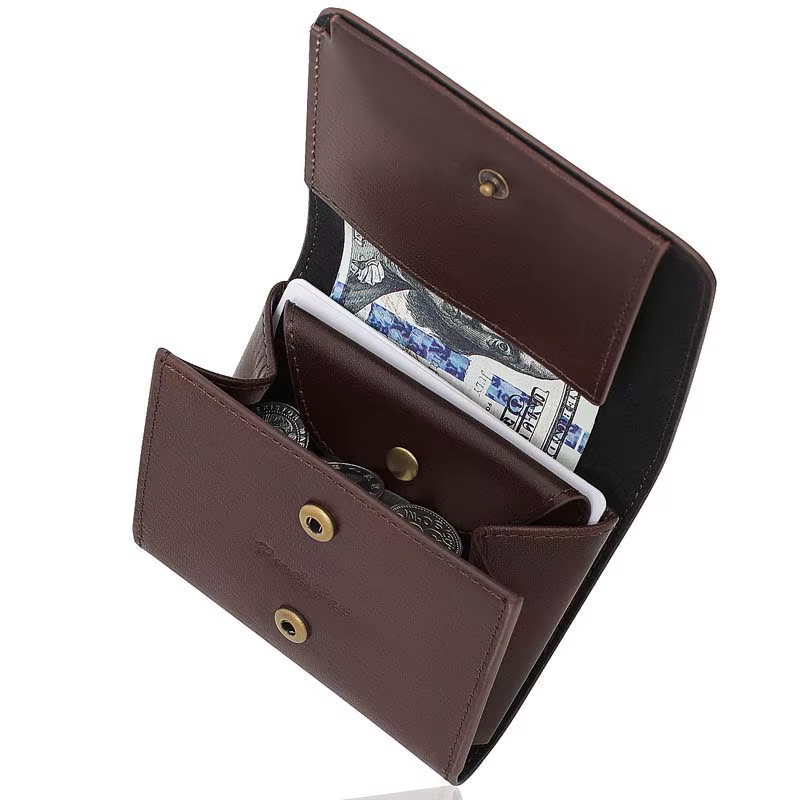 Petit portefeuille Portable pour hommes en cuir de Grain fin, Mini portefeuille Vintage en cuir véri
