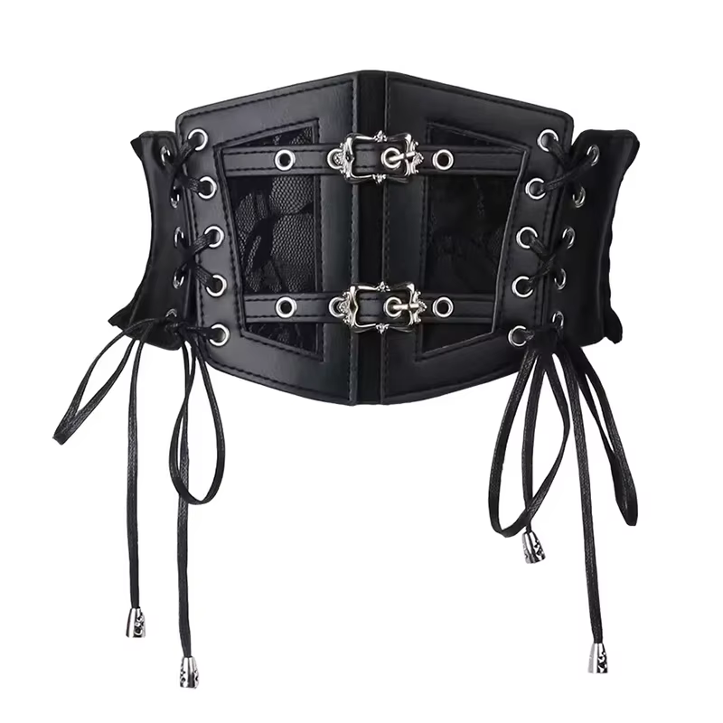 Ceintures corset rétro pour femmes, boucle ardillon, dentelle élastique et Style gothique, corde à c