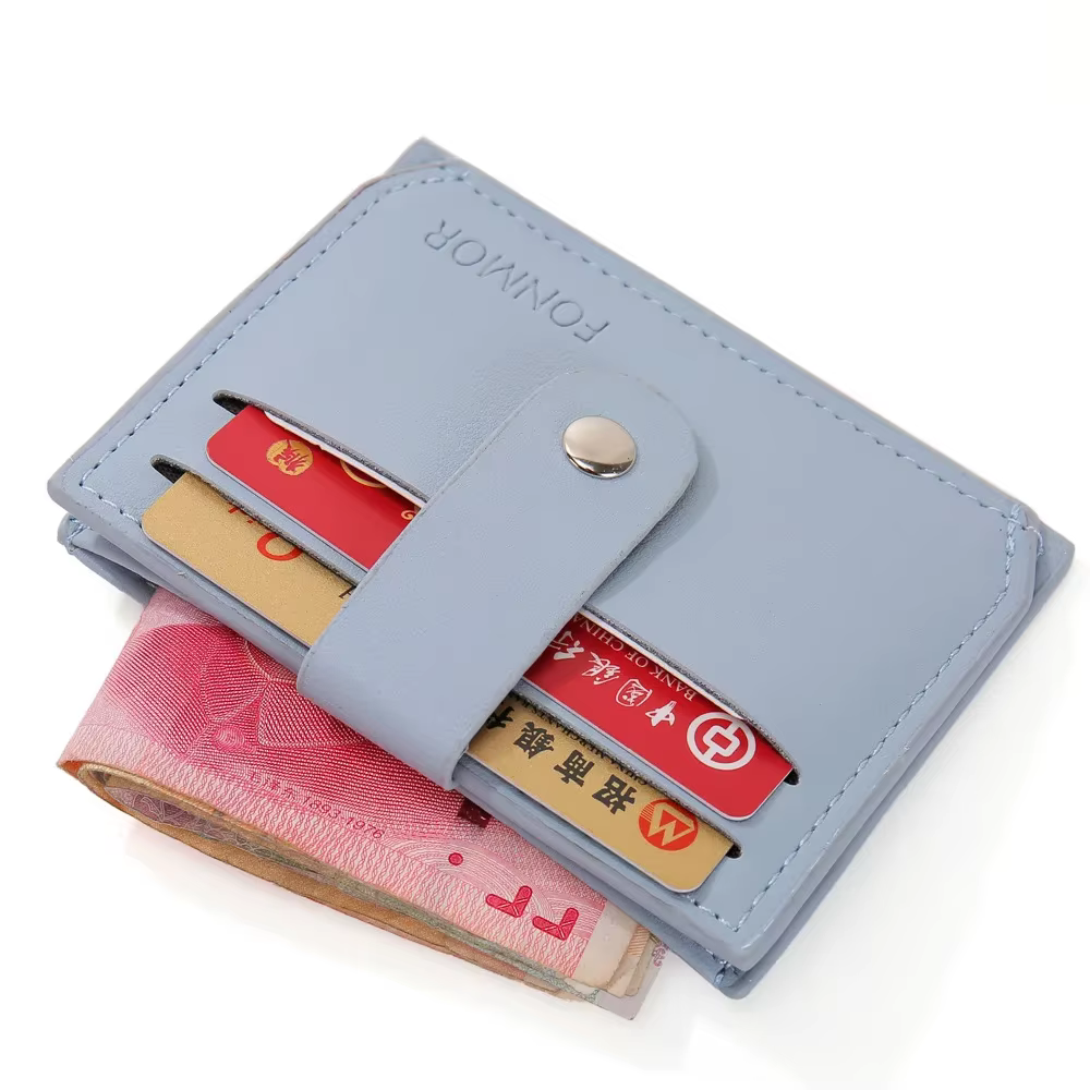 Porte-monnaie mince en cuir PU pour femmes et hommes, porte-carte de crédit unisexe, fermeture éclai