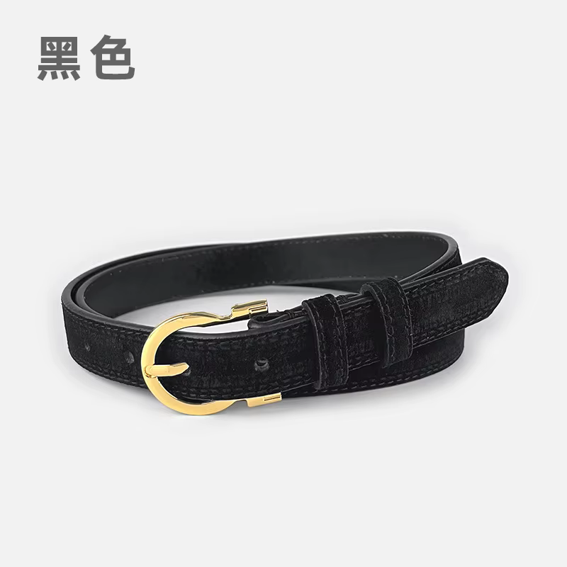 Ceinture en cuir suédé pour femme, sangle de jean, design simple, vintage, bleu, camel