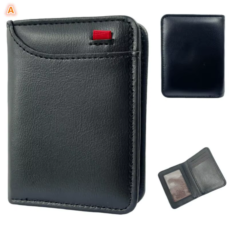 Portefeuille portable super fin en cuir PU, mini porte-cartes de crédit, porte-monnaie, porte-cartes