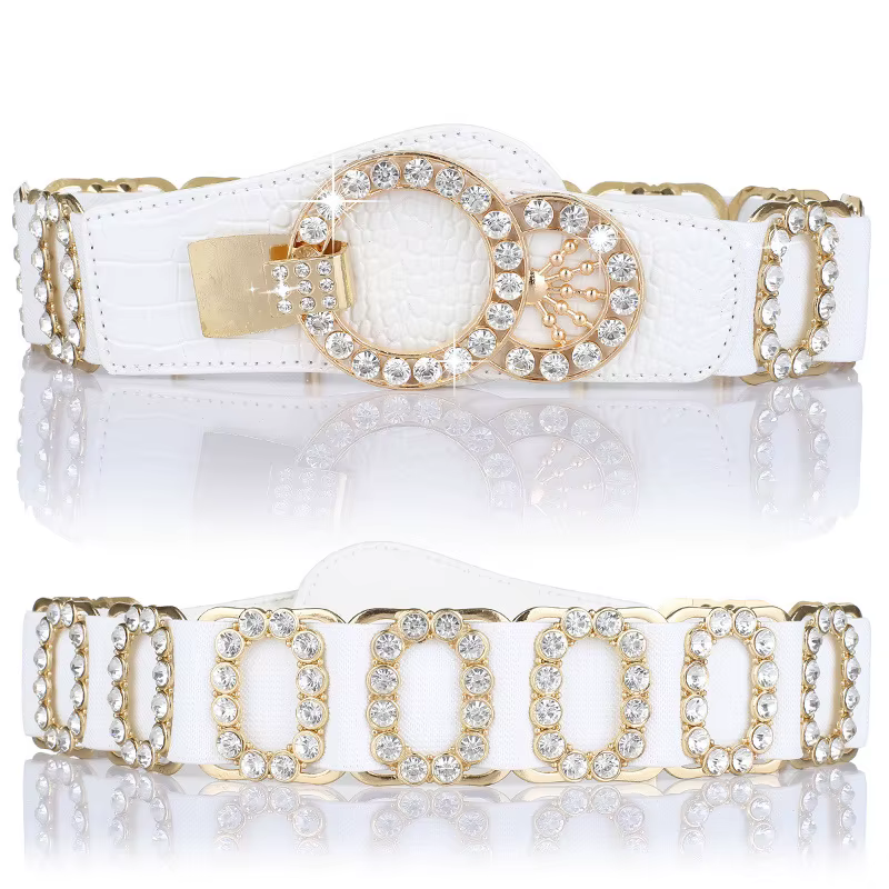 Ceinture pour femme, ceinture décorative pour femme, ceinture élastique à la mode avec incrustation 