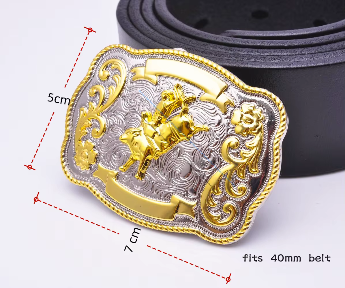 Boucle de ceinture brillante 69*50MM, intérieur 40MM, thème Rock Bull Ride Rodeo Cowboy Texas Wester