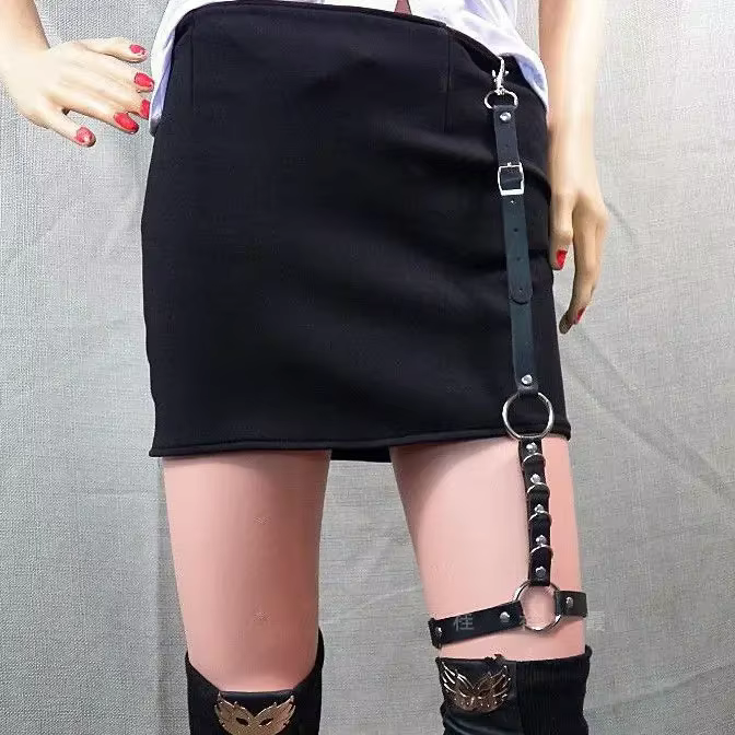 Ceinture de jupe en cuir Pu pour femmes, Hip Hop Rock, boîte de nuit, robe en jean Sexy, cœur, Punk,