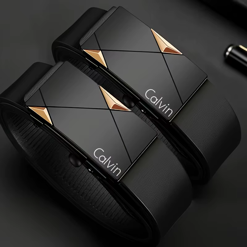 Ceinture élégante en cuir PU pour hommes – Ceintures à la mode pour la vie quotidienne, les loisirs,