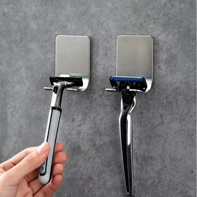 2 pièces porte-rasoir en acier inoxydable hommes rasage rasoir support étagère rasage rasoir support
